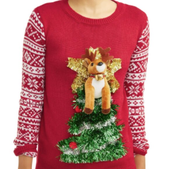 No Boundaries Sweaters - No Boundaries Christmas Sweater 3D Pop Out Reindeer Size XL